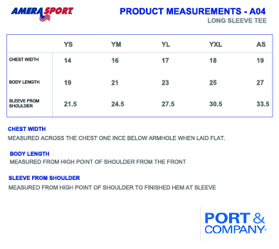PORT & COMPANY A04 SIZING CHART
